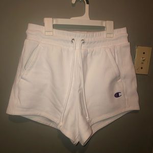 champion reverse weave shorts white